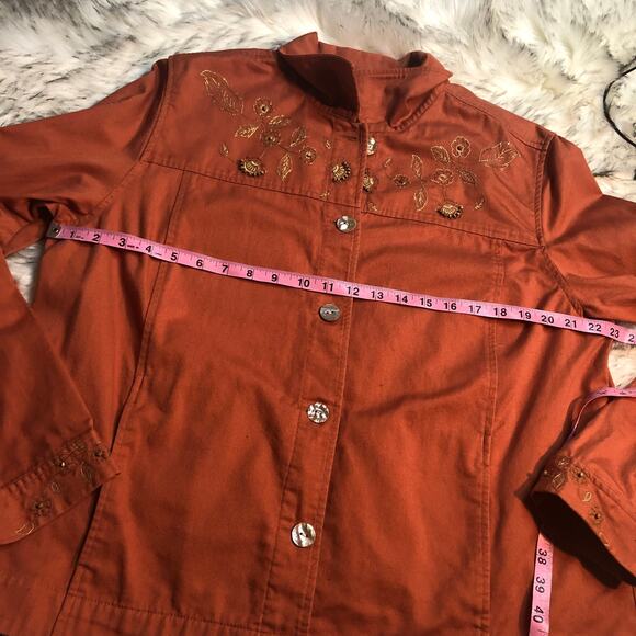 Drapers & Damons Orange Long Sleeve Embroidered Autumn Fall Jacket XL - Picture 8 of 15